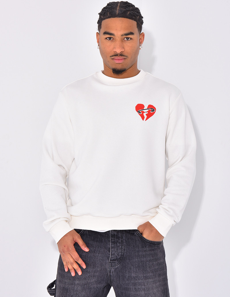 Sweat coeur brisé avec épingle