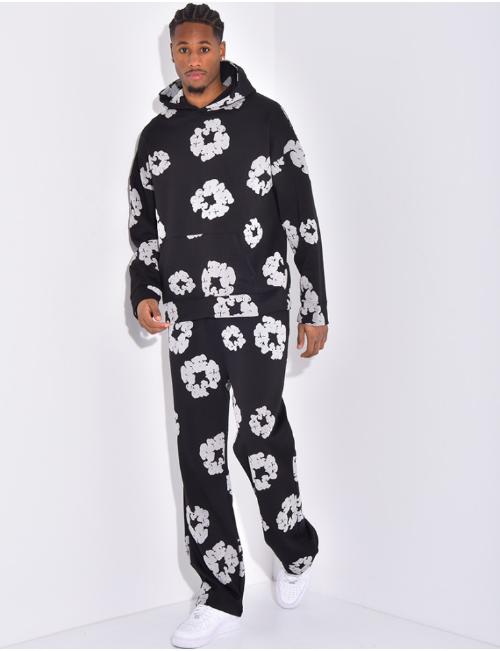 Set aus Hose und Hoodie mit Blumenmuster