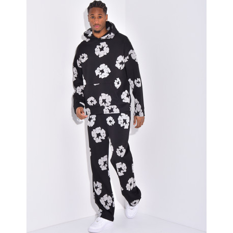 Set aus Hose und Hoodie mit Blumenmuster