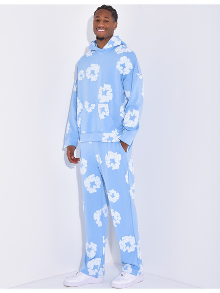 Ensemble à fleurs pantalon et sweat à capuche