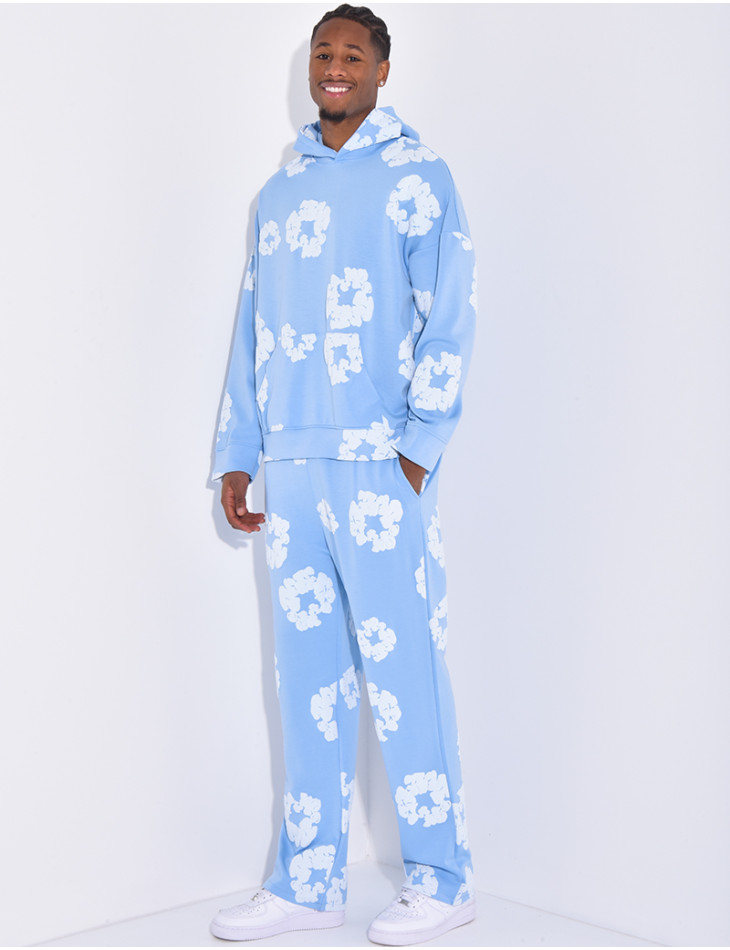 Ensemble à fleurs pantalon et sweat à capuche