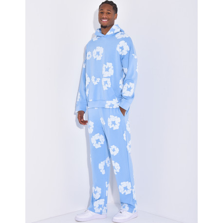 Ensemble à fleurs pantalon et sweat à capuche