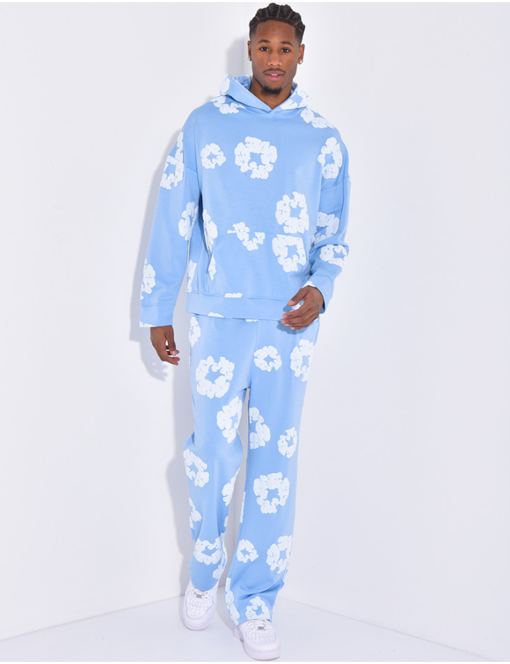 Ensemble à fleurs pantalon et sweat à capuche