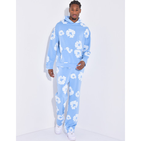 Ensemble à fleurs pantalon et sweat à capuche