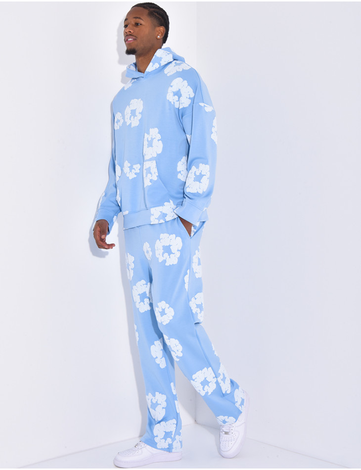 Ensemble à fleurs pantalon et sweat à capuche