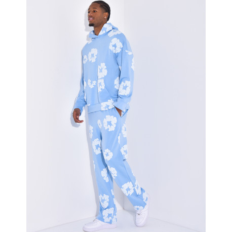 Ensemble à fleurs pantalon et sweat à capuche