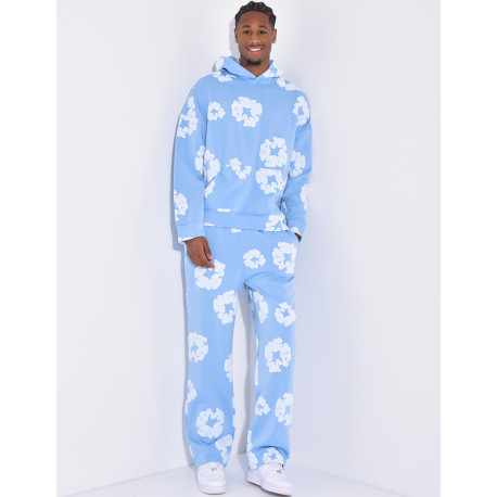Floral set pants and hoodie