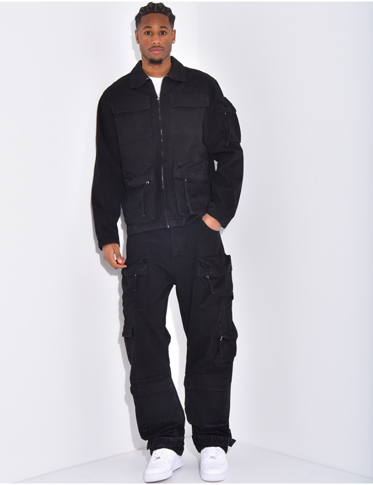 Denim trousers and jacket set
