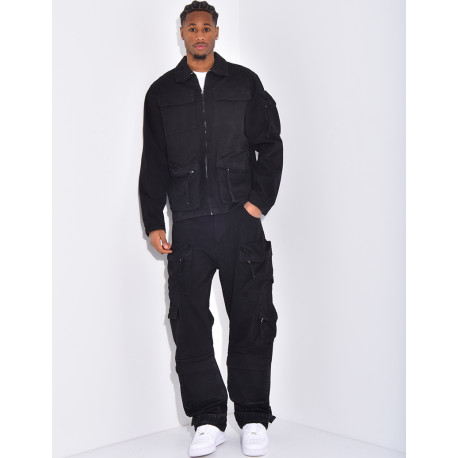 Denim trousers and jacket set