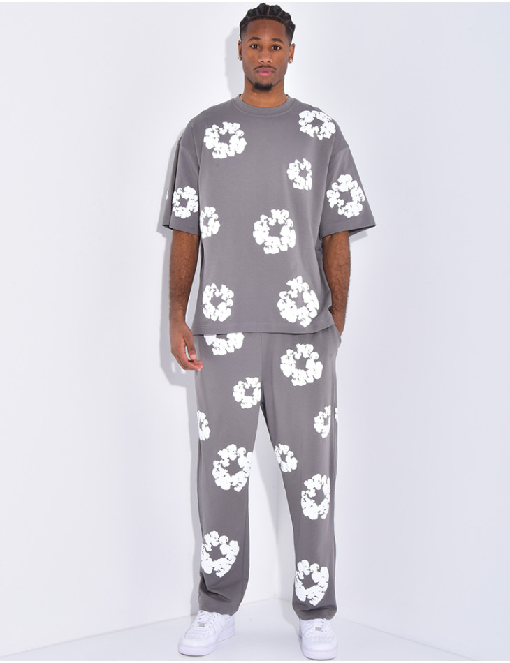 Floral set pants and hoodie