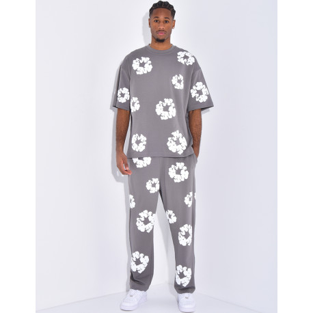 Floral set pants and hoodie