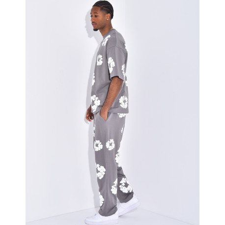 Floral set pants and hoodie