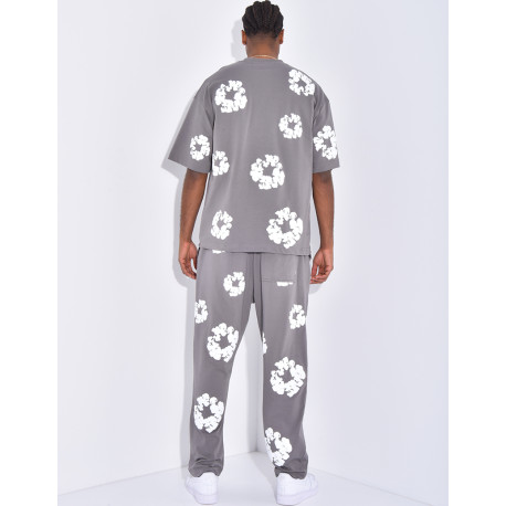 Floral set pants and hoodie