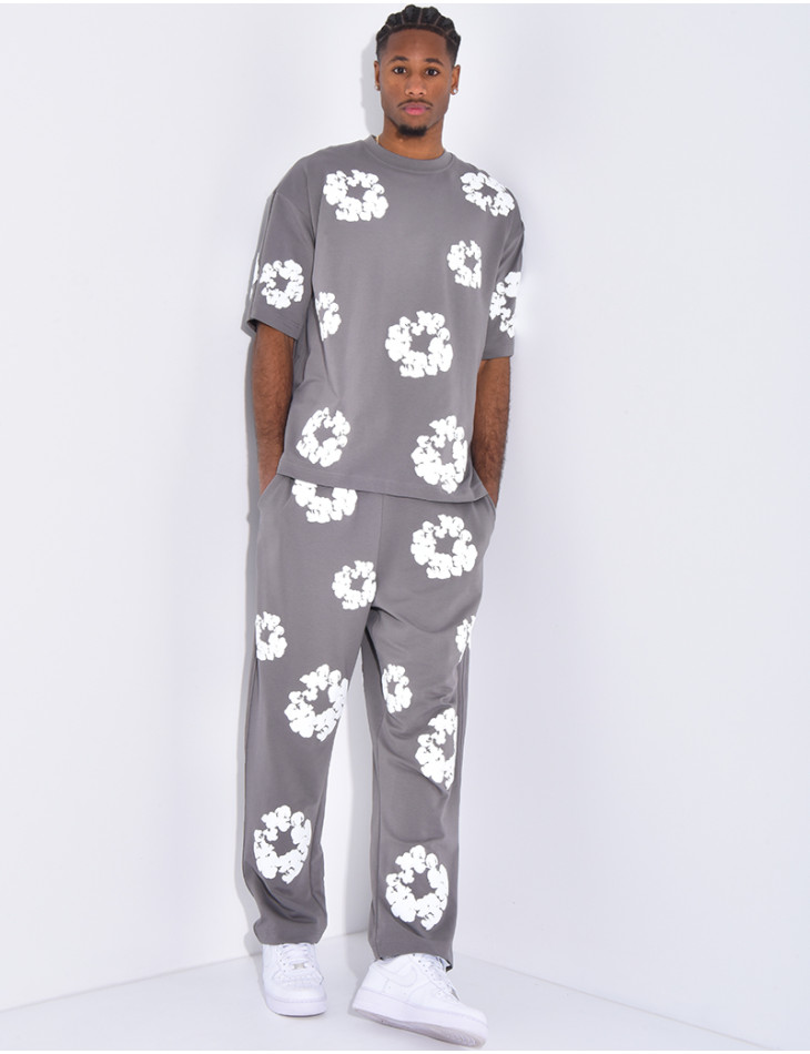 Floral set pants and hoodie