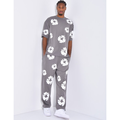 Floral set pants and hoodie