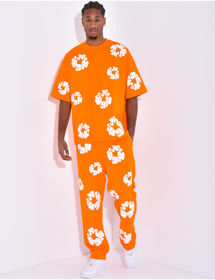 Set aus Hose und Hoodie mit Blumenmuster