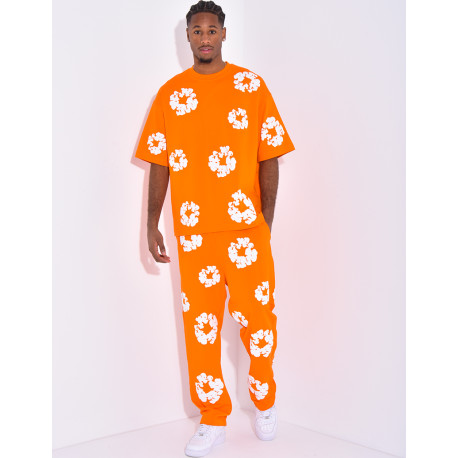 Set aus Hose und Hoodie mit Blumenmuster