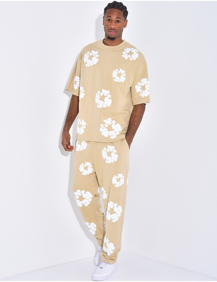 Floral set pants and hoodie
