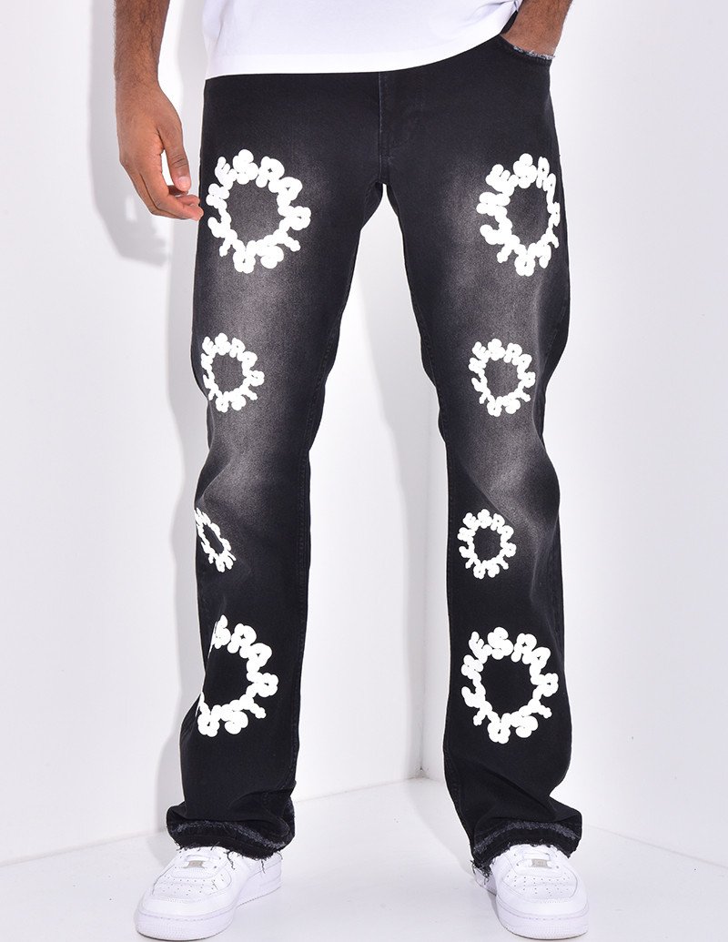 Jeans à fleurs "Riches Paris"