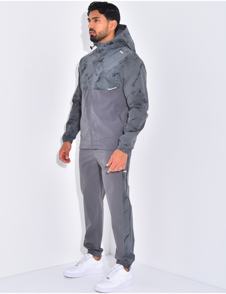 Ensemble pantalon et veste zippée à motifs