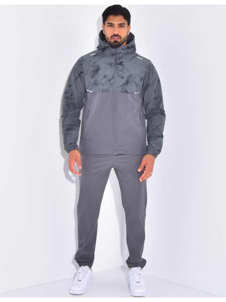 Ensemble pantalon et veste zippée à motifs