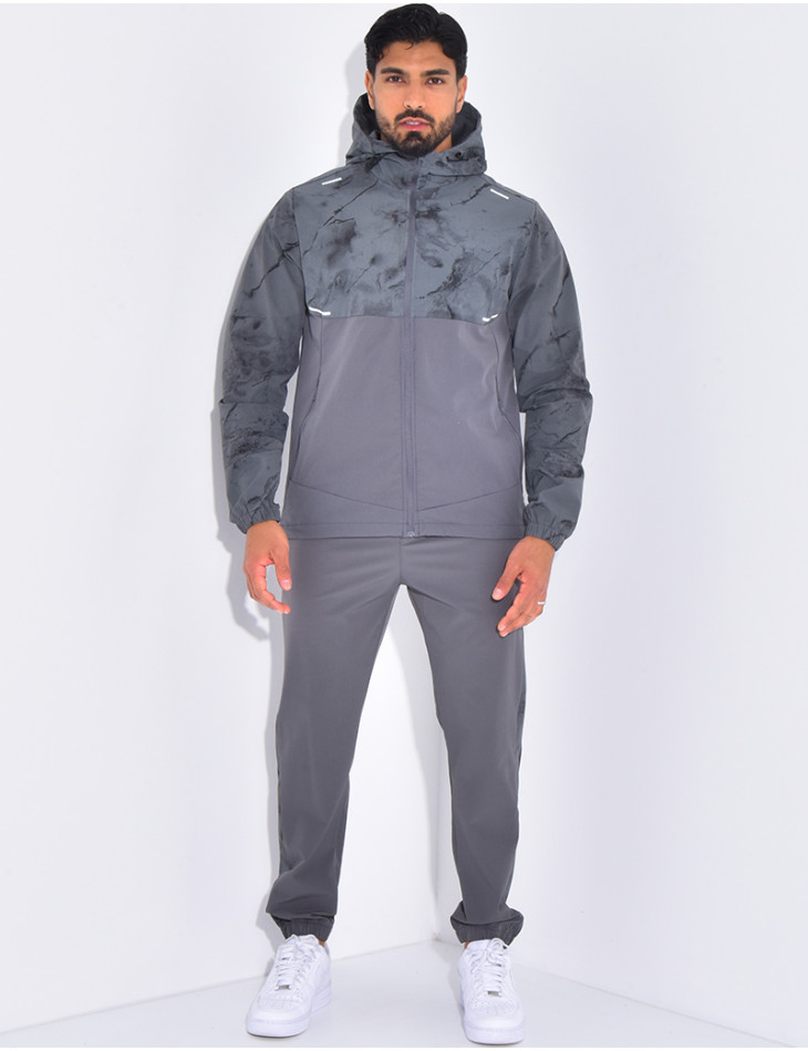 Ensemble pantalon et veste zippée à motifs