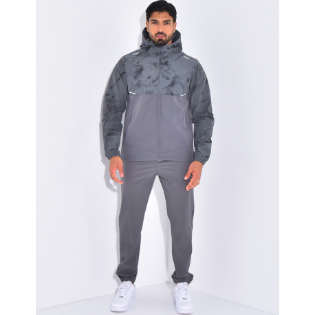 Ensemble pantalon et veste zippée à motifs