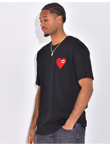 T-shirt coeur brodé