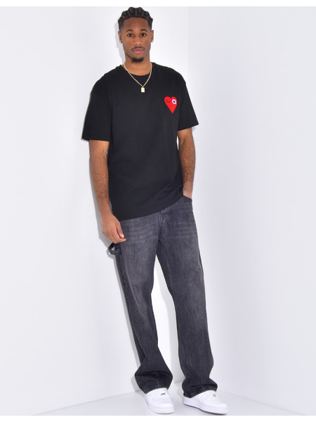 T-shirt coeur brodé