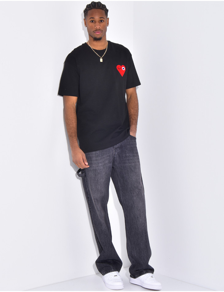 T-shirt coeur brodé