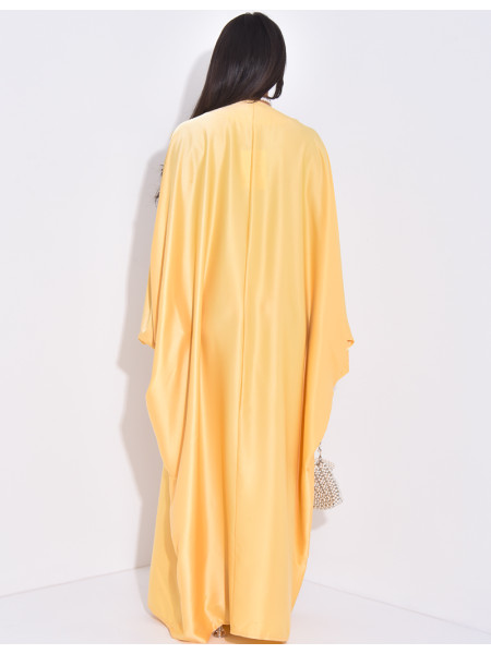 Abaya premium en satin à perles brodées à la main