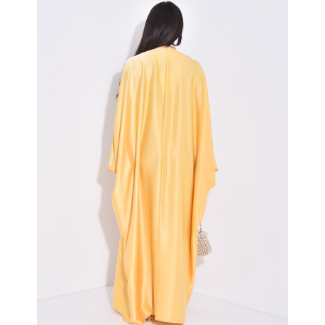 Abaya premium en satin à perles brodées à la main
