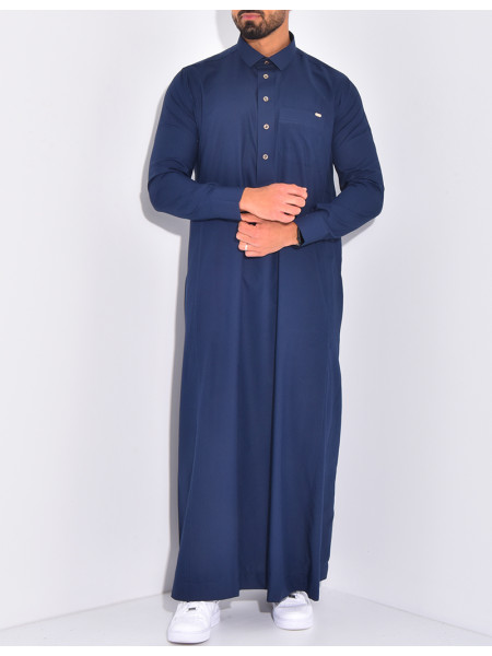 Qamis col chemise à boutons dorés