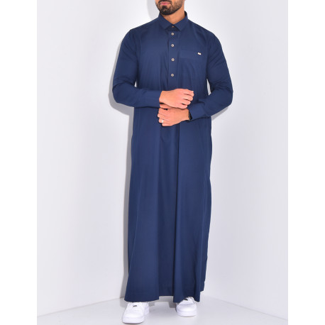 Qamis col chemise à boutons dorés
