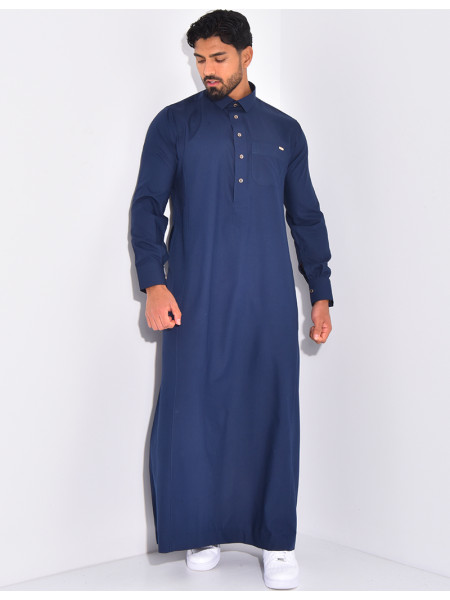 Qamis col chemise à boutons dorés