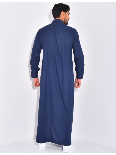 Qamis col chemise à boutons dorés