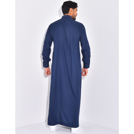 Qamis col chemise à boutons dorés