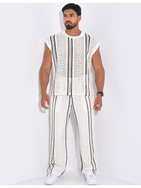 Ensemble ajouré pantalon et t-shirt sans manches