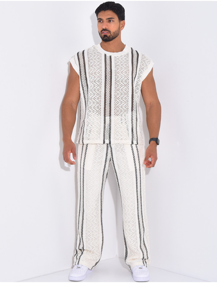 Ensemble ajouré pantalon et t-shirt sans manches