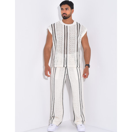 Ensemble ajouré pantalon et t-shirt sans manches