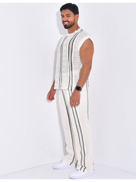 Ensemble ajouré pantalon et t-shirt sans manches