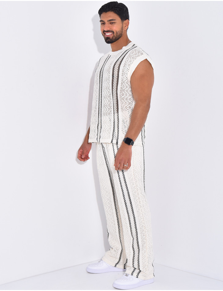 Ensemble ajouré pantalon et t-shirt sans manches
