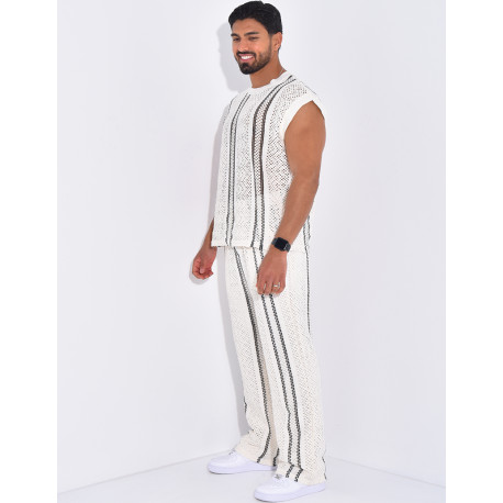 Ensemble ajouré pantalon et t-shirt sans manches