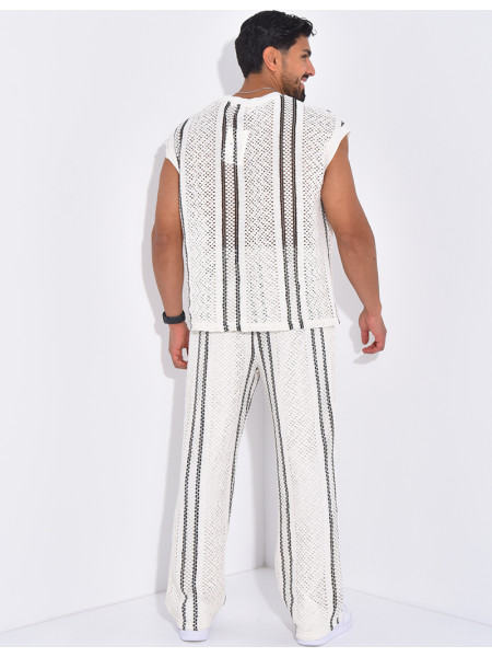 Ensemble ajouré pantalon et t-shirt sans manches