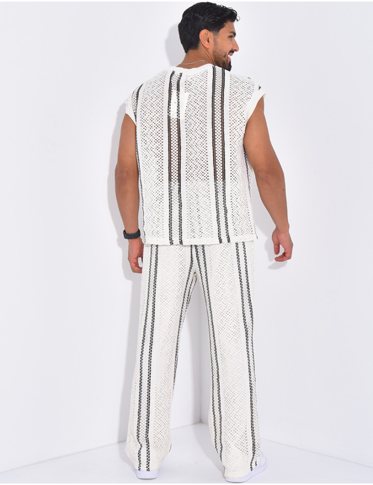 Ensemble ajouré pantalon et t-shirt sans manches