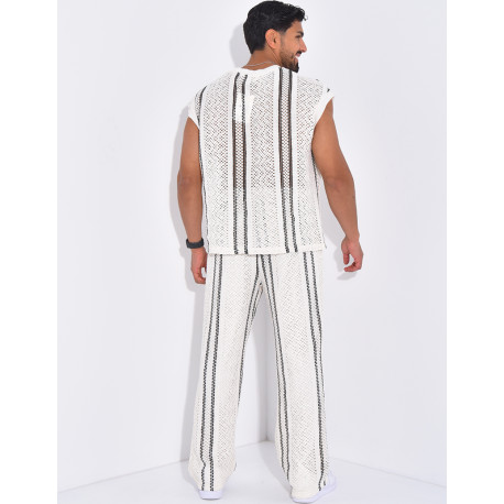 Ensemble ajouré pantalon et t-shirt sans manches