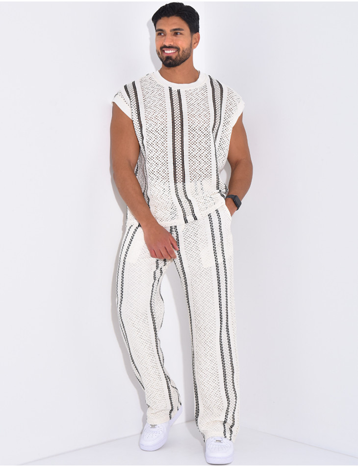 Ensemble ajouré pantalon et t-shirt sans manches