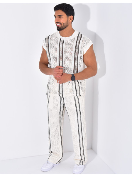 Ensemble ajouré pantalon et t-shirt sans manches