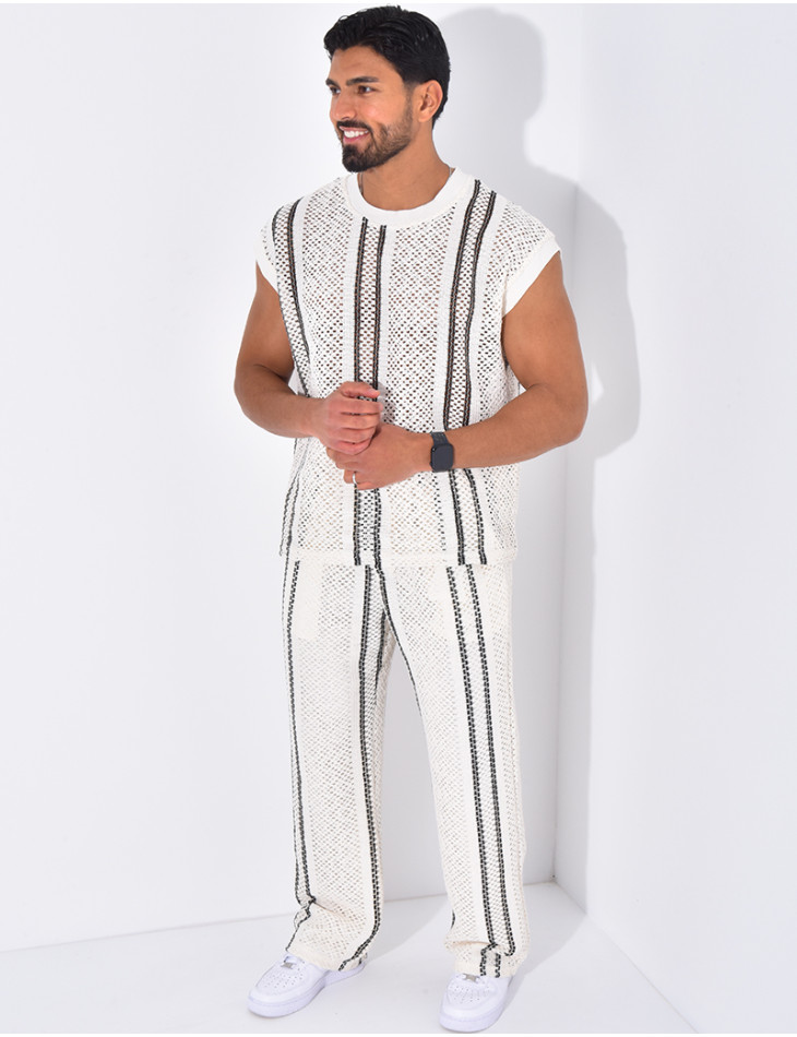 Ensemble ajouré pantalon et t-shirt sans manches