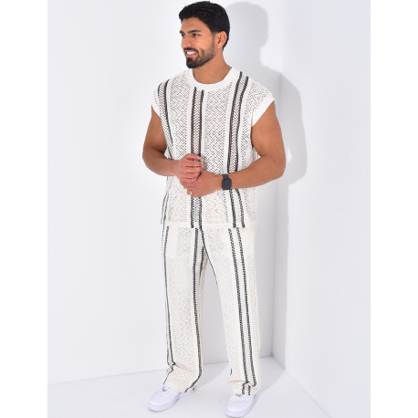 Ensemble ajouré pantalon et t-shirt sans manches